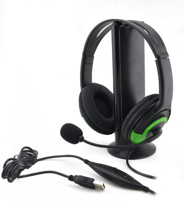 時尚黑綠新款PS3游戲機玩家耳豪華頭戴式USB電腦線控麥克風評測與導購